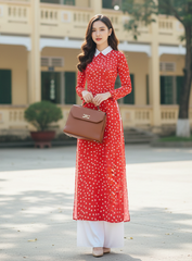 Áo Dài Cổ Đức Nơ Dài AD9215 (áo lẻ)