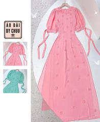 Áo Dài Chiffon Hoa Đỗ Quyên 4T AD1349 (áo lẻ)