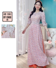 Áo Dài Cổ Sen Tay Nhún Xẻ AD9136 (áo lẻ)