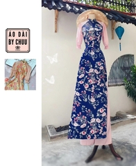 Áo Dài Gấm Tay Pha Ánh Nhung AD9163 (áo lẻ)