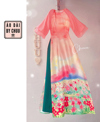 Áo Dài Chân Tranh WaterColor AD9289 (áo lẻ)