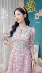 Áo Dài Cổ Sen Tay Nhún Xẻ AD9136 (áo lẻ)