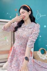 Áo Dài Cổ Sen Tay Nhún Xẻ AD9136 (áo lẻ)
