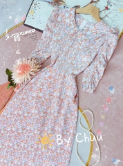 Áo Dài Cổ Sen Tay Nhún Xẻ AD9136 (áo lẻ)