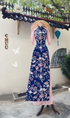 Áo Dài Gấm Tay Pha Ánh Nhung AD9163 (áo lẻ)