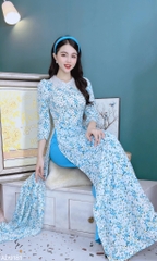 Áo Dài Cổ Cườm Tay Lỡ AD9181 (áo lẻ)