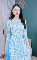 Áo Dài Cổ Cườm Tay Lỡ AD9181 (áo lẻ)