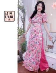 Áo Dài Vai Phối Lưới Tam Giác AD8084 (áo lẻ)