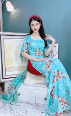 Áo Dài 4T Cổ Vuông Bèo Ngang AD9185 (áo lẻ)
