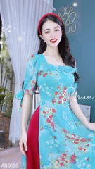 Áo Dài 4T Cổ Vuông Bèo Ngang AD9185 (áo lẻ)