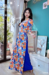 Áo Dài MG Cổ Viền Tơ Trắng AD8029 (áo lẻ)