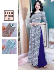 Áo Dài Cổ Sen Trắng AD8104 (áo lẻ) - Tím