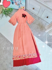 Áo Dài Châu Tôn Phối Hoa AD8003 (áo lẻ)