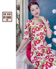 Áo Dài Cổ Vuông Tay Sóng AD1302 (áo lẻ)
