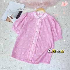 Áo Sơ Mi Ren Nút Hoa A9373