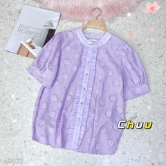 Áo Sơ Mi Ren Nút Hoa A9373