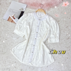 Áo Sơ Mi Ren Nút Hoa A9373