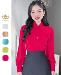 Áo Sơ Mi Lụa Lạnh Cổ Nhọn A8077