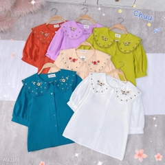 Áo Sơ Mi Thêu Nâu Tây