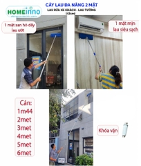 Cây lau đa năng lau 2 Mặt Lau Tường, Lau Xe Hơi Ô Tô Cán Tăng Đơ Homeinno