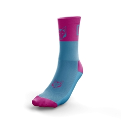 Tất Otso Multisport - LIGHT BLUE & FLUO PINK - Cổ trung (OSLb/Fpm)