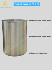 THÙNG INOX 1 LỚP 2,5L