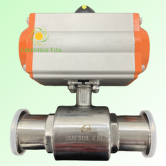 Van bi 3 ngã vi sinh điều khiển khí nén 50.8mm Inox 316L Kết nối 2 đầu khớp nối nhanh (Clamp)