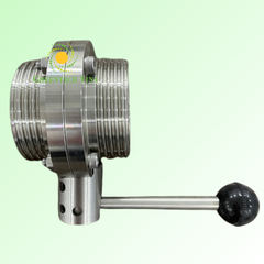Van bướm tay rút vi sinh 25.4mm Inox 316L Kết nối 2 đầu ren rắc co
