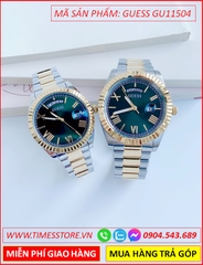 dong-ho-cap-doi-guess-tua-rolex-mat-xanh-day-demi-vang-gold-timesstore-vn