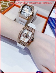 dong-ho-cap-doi-hanboro-automatic-dinh-da-rose-gold-silicone-trang-timesstore-vn