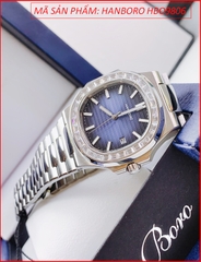 dong-ho-nam-hanboro-tua-patek-philip-dinh-da-mat-xanh-day-kim-loai-timesstore-vn