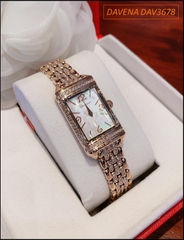 Đồng hồ Nữ Davena Mặt Chữ Nhật Full Swarovski Vàng Gold (30mm)