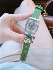 dong-ho-nu-davena-mat-oval-xoay-dinh-da-swarovski-day-silicon-xanh-la-dep-timesstore-vn
