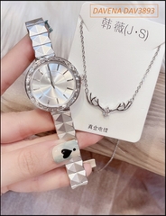 set-dong-ho-nu-davena-mat-tron-trang-dinh-da-swarovski-silver-day-chuyen-dep-cao-cap-timesstore-vn
