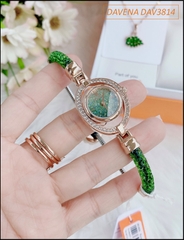 set-dong-ho-nu-davena-vong-tay-day-chuyen-thien-nga-swarovski-rose-gold-xanh-la-dep-timesstore-vn