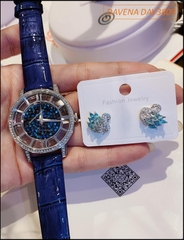 set-dong-ho-nu-davena-swarovski-day-da-xanh-dương-bong-tai-thien-nga-dep-gia-re-timesstore-vn