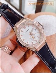 Đồng hồ Nữ Hanboro Rose Gold Bông Hoa Cúc Dây Silicone Đen