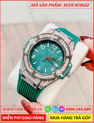 dong-ho-nu-xcer-tua-hublot-dinh-da-swarovski-day-silicone-xanh-timesstore-vn