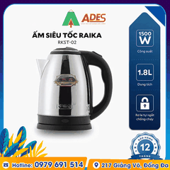 Ấm đun nước siêu tốc Inox Raika RKST-02