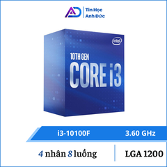 CPU Intel Core i3-10100F (3.6GHz turbo up to 4.3Ghz, 4 nhân 8 luồng, 6MB Cache, 65W)