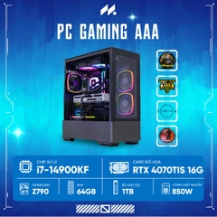 PC GAMING-AAA I9F G14-4070TIS (i9-14900KF, RTX 4070Ti Super OC 12GB, Ram 64GB, SSD 1TB, 850W)