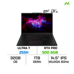 Laptop Lenovo ThinkPad P14s Gen 6 21QT005DVA (Ultra 7 255H, RTX PRO 500 Blackwell 6GB, RAM 32GB DDR5, SSD 1TB, 14.5 Inch IPS WUXGA 60Hz, NoOS)