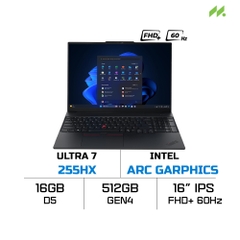 Laptop Lenovo ThinkPad E16 Gen 3 21SR002LVA (Ultra 7 255H, Intel Arc Graphics, RAM 16GB DDR5, SSD 512GB, 16 Inch IPS FHD+ 60Hz, NoOS)