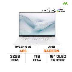 Laptop ASUS Zenbook S16 UM5606GA-SS384WS (Ryzen 9 AI 465, AMD Radeon Graphics, RAM 32GB LPDDR5x, SSD 1TB, 16 Inch OLED 3K 120Hz, Win 11 Home, Office HS 24)