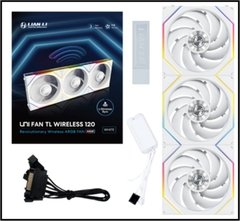 Bộ ba quạt Lian Li Wireless White Cooler TL 120-3 (Fan Xuôi)