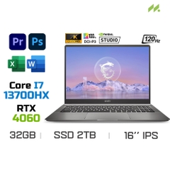Laptop MSI Creator Z16 HX Studio B13VFTO-063VN (i7-13700HX, RTX 4060 8GB, Ram 32GB DDR5, SSD 2TB, 16 Inch IPS 120Hz QHD+ TouchScreen)
