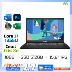 Laptop MSI Modern 15 B13M-297VN (i7-1355U, Iris Xe Graphics, Ram 16GB DDR4, SSD 512GB, 15.6 Inch IPS FHD)