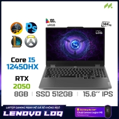 Laptop Lenovo LOQ 15IAX9 83GS000FVN (i5-12450HX, RTX 2050 4GB, RAM 8GB DDR5, SSD 512GB, 15.6 Inch IPS FHD 144Hz 100% sRGB, Win 11)