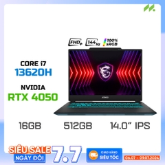Laptop Gaming MSI Cyborg 14 A13VE-090VN (i7-13620H, RTX 4050 6GB, RAM 16GB DDR5, SSD 512GB, 14 Inch IPS FHD+ 144Hz 100% sRGB)