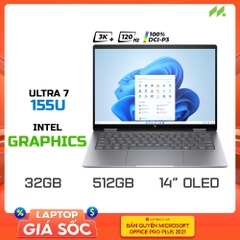 Laptop HP Envy x360 2-in-1 14-fc0086TU A19BWPA (Ultra 7 155U, Intel Graphics, Ram 32GB LPDDR5, SSD 512GB, 14 Inch OLED 3K 100% DCI-P3 Touchscreen)